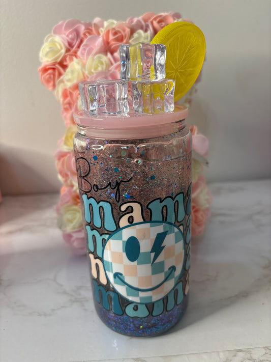 Boy mama snow globe w/ customized kid